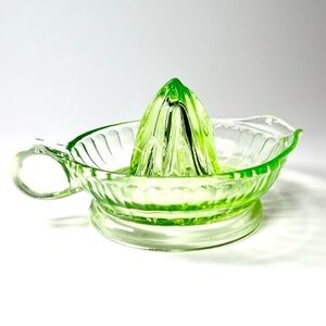 Vintage Green Uranium Glass Citrus Juicer
